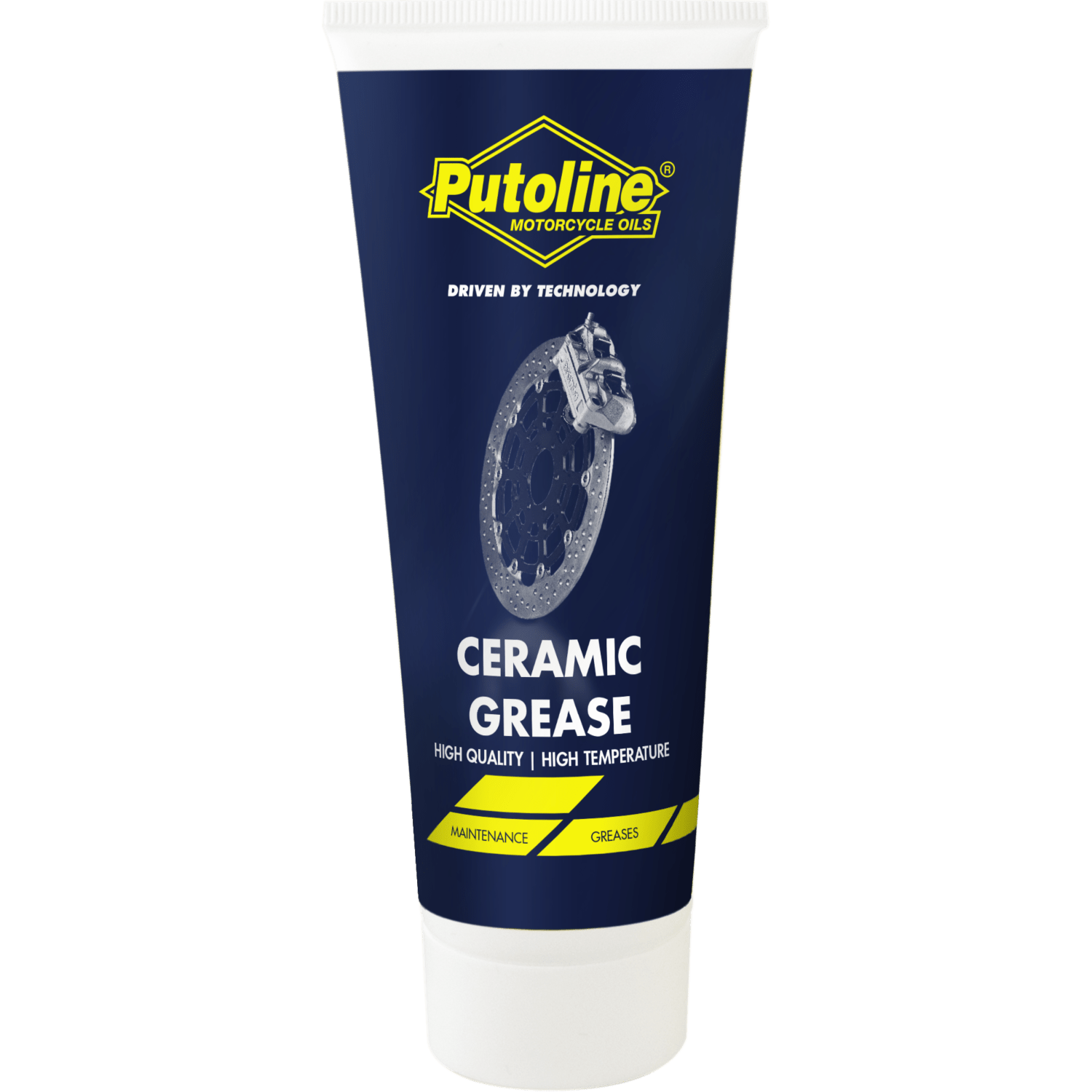 A dark blue 100G Tube for Putoline Ceramic Grease. The bottle features yellow and white writing.